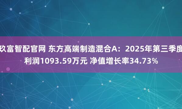 玖富智配官网 东方高端制造混合A：2025年第三季度利润1093.59万元 净值增长率34.73%